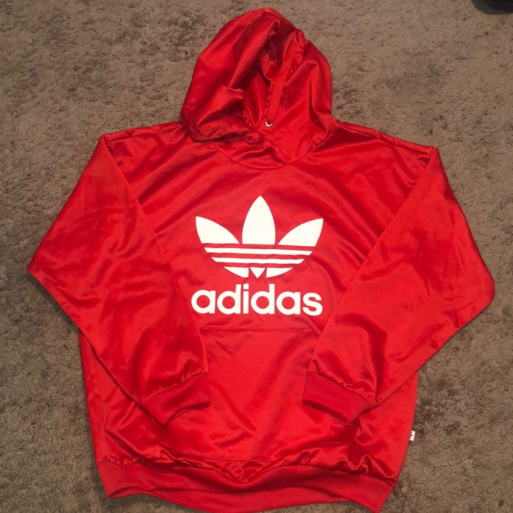 Red Satin Adidas Hoodie
